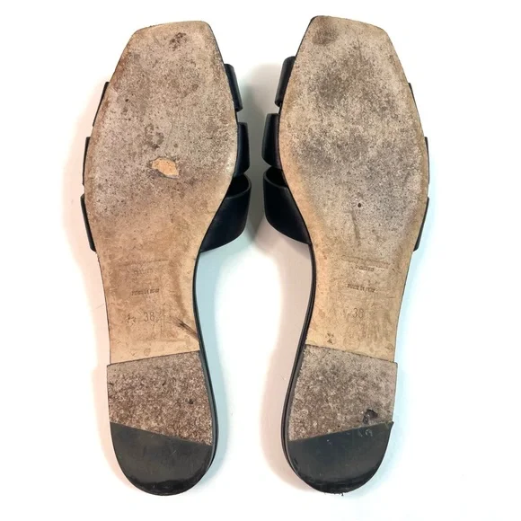 SAINT LAURENT Tribute Woven Leather Sandal Slides Black Size EU 38 - US 8 - Picture 7 of 15